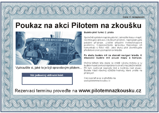 Poukaz na zážitek pilotem na zkoušku