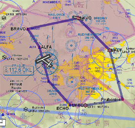 Mapa letu na Ruzyň